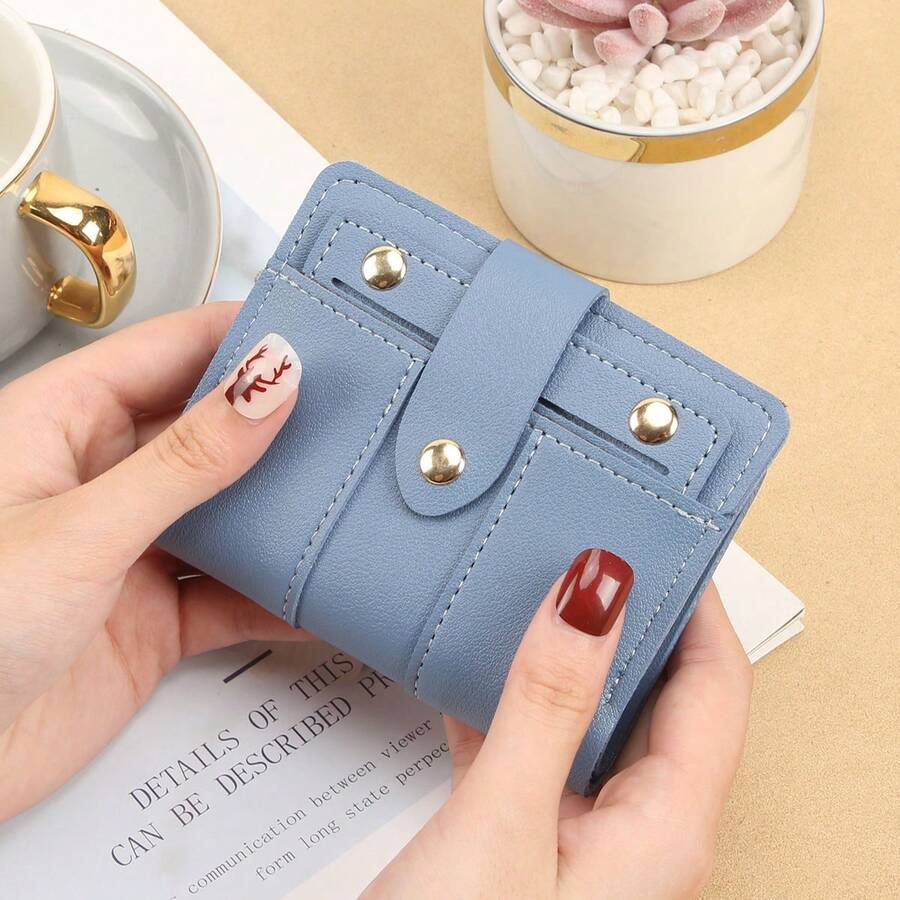 Women Large Capacity Snap Closure Coin Purse Folding Multifunctional