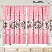 2 件卡通房间窗帘、涤纶客厅窗帘、卧室遮光窗帘、卧室家居装饰、房屋卧室婚礼装饰风格、无需钻孔的遮光窗帘、圣诞节家居装饰、厨房窗帘套装、婴儿房装饰门帘、家庭办公室通用 - 粉色 - 查看 3