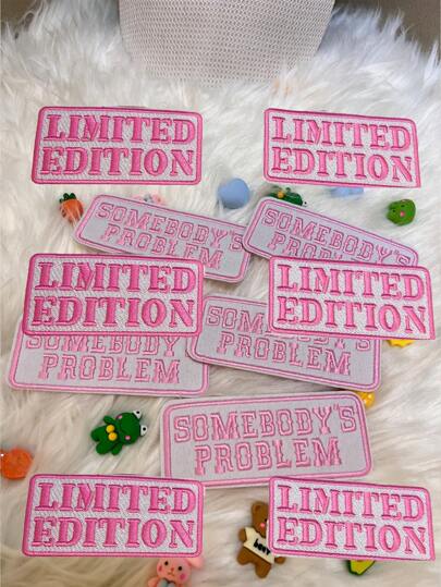 1pc "Limited Edition" Embroidered Patch, Classic Full Stitched Letters, Iron-On Decals, Applicable For Clothing, Backpacks, Sewing And Crafts, Available In Black, Pink, Gold, Yellow, Blue, Purple