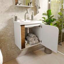 Gabinete Banheiro Lirio com 1 porta Espelheira e Pia