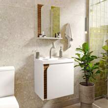 Gabinete Banheiro Lirio com 1 porta Espelheira e Pia