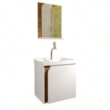 Gabinete Banheiro Lirio com 1 porta Espelheira e Pia