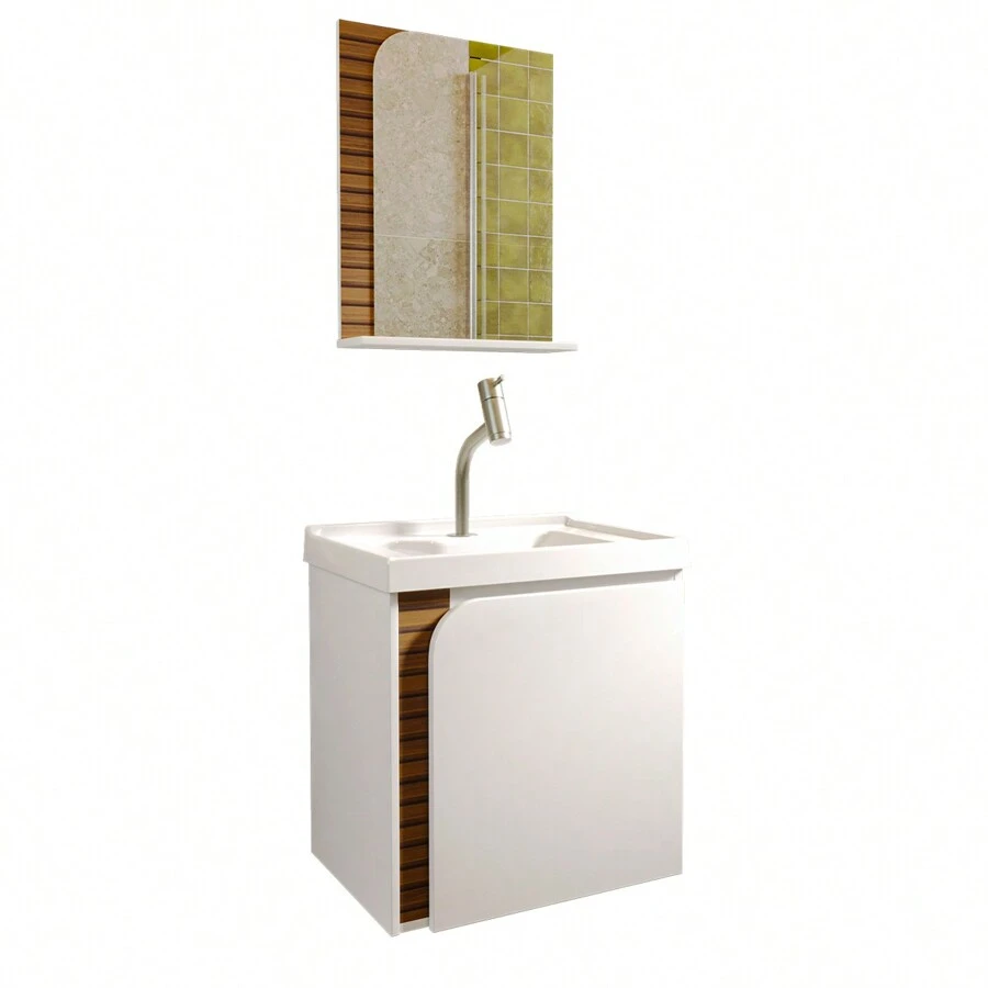 Gabinete Banheiro Lirio com 1 porta Espelheira e Pia