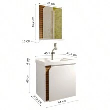 Gabinete Banheiro Lirio com 1 porta Espelheira e Pia