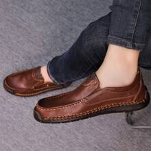 New Handmade Men Casual Outdoor Shoes Loafers Slip-On Driving Soft Leather Moccasins Formal Business Boat Shoes - Brown - View 8