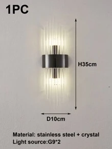 1PC Black Crystal Stainless Steel Indoor Wall Sconce For Living Room, Bedroom, Hallway, Stairwell And Other Home Decorations, LED Modern Outdoor Wall Sconce.