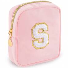 1PC Academy Style Nylon Towel Embroidered Letter Makeup Bag Valentine's Day Gift Indoor Toilet Bag Lipstick Cosmetics Travel Vacation Storage Bag Key Card Miscellaneous Storage Change Bag Makeup Organizer Makeup Storage Bag Mini Pouch Travel Small Makeup Case Accessories Make Up Holder Brush Bag Make Up Container Cosmetic Bag Travel Essentials Ladies Accessories Travelling Stuff Makeup Bags Makeup Pouch Make Up Pouch