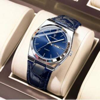  Reloj de lujo para hombres POEDAGAR, reloj de pulsera militar para hombre, reloj de cuarzo impermeable con fecha, semana, esfera luminosa, con caja