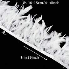 1M/39 Zoll Weißer Federn Besatz Schleife Handwerk DIY Kleidung Party Federschmuck Weihnachten Künstliche Federn Schmuckherstellung Hochzeit Handarbeit Dekoration