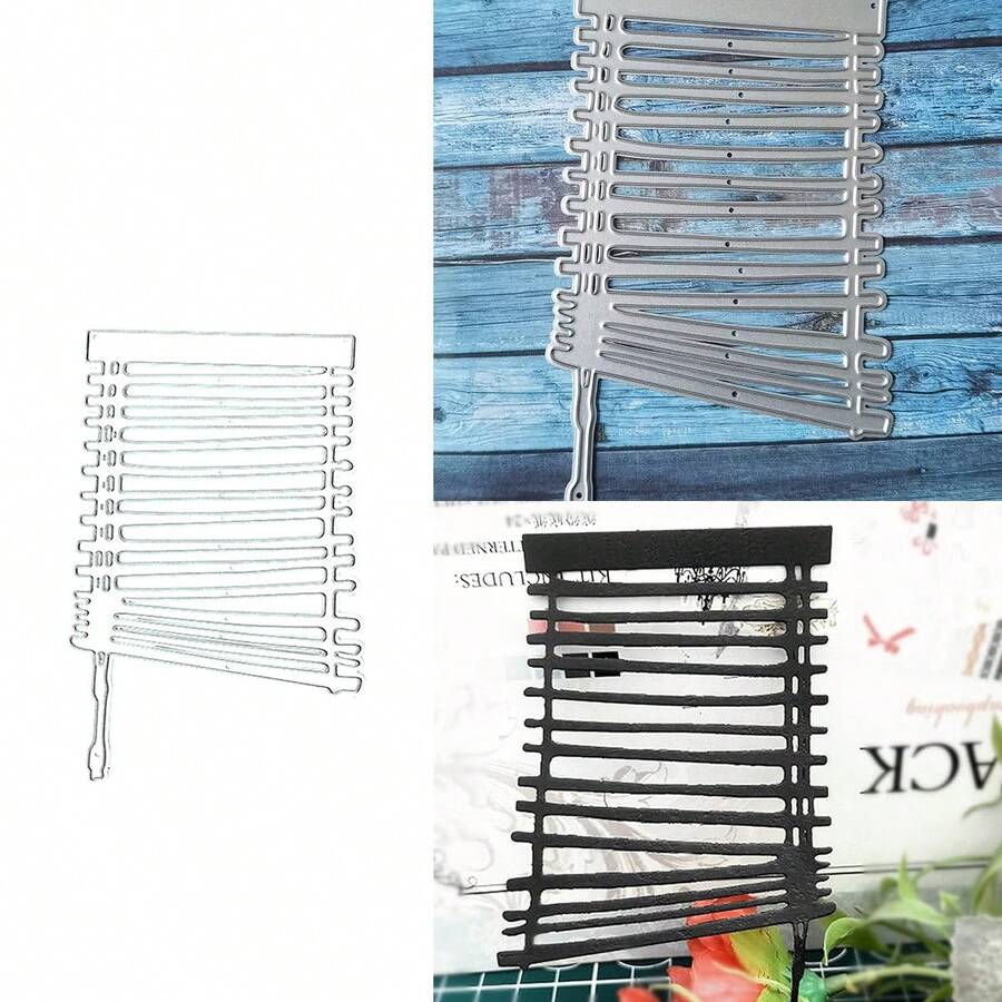 1 件百叶窗装饰金属切割模切模具，DIY 剪贴簿相册装饰压花纸剪贴簿模具贺卡信封制作工具 - 銀色 - 查看 1