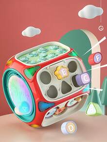 1 件幼儿 8 面手鼓，彩色多功能早教拍鼓玩具，各种游戏设计，适合玩耍和学习，儿童早期发展，亲子互动，多功能模式（LED 手鼓、可调时钟、音乐钢琴、形状珠子、智慧齿轮、形状匹配、青蛙游戏、儿童电话），随机配件 - 彩色 - 查看 5