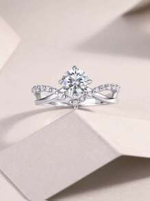 1 pieza Anillo de promesa de plata de ley 925 con cubic zirconia brillante, diseño minimalista adecuado para hombres y mujeres, uso diario y de fiesta, joyería de alta calidad, regalo perfecto para familia, amigos y seres queridos