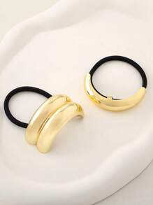 3pcs Gold Metal Hair Ties, Elegant, Versatile, Stretchy Ponytail Holder Hair Accessories For Women,Gold Hair Head Piece Hair Ties Ponytail Holders Hair Elastics Hair Rubber Bands Scrunchies Hair Rope Elastic Hair Tie, Hair Bobbles Head Accessories