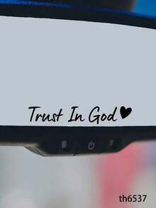 2 piezas Pegatina de vinilo 'Te amo, maneja con cuidado' y pegatina de espejo retrovisor 'Confía en Dios', para espejo retrovisor de mujer - 2 piezas - Ver 5