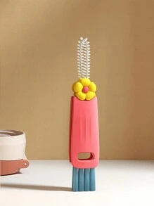 1pc/3pcs New Cute Rabbit 3-In-1 Cup Brush, Petal 3-In-1 Cup Brush, Multi-Functional Crevice Cleaning Brush, Tea Cup Milk Bottle Groove Brush, Portable For Home & Travel - Multicolor - View 17