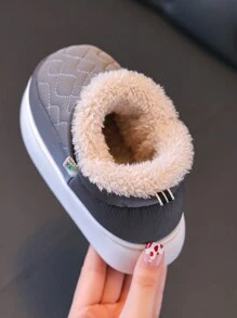 儿童冬季新款毛绒厚拖鞋户外休闲舒适软底PVC鞋底防滑保暖家居拖鞋