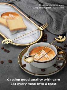 304 Stainless Steel Star & Moon Shaped Spoon & Fork Set, Coffee Spoon, Dessert Cutlery Gift, Coffee & Cake Spoon/Fork, Honey Stirring Spoon, Gift Tableware,School Supplies