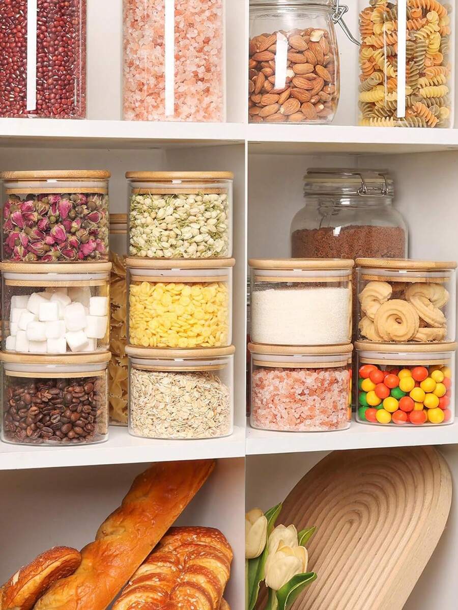 Glass Food Storage Jars , Clear Glass Storage Containers With Lids