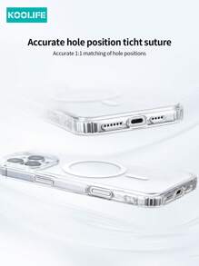 1pc Koolife Magnetic Wireless Charging Anti-Fall Phone Protective Case, PC Backboard + TPU, Transparent Material, Suitable For IPhone 17 ProMax/17/17 Pro/17 Air/12/12 Pro/12 ProMax/13/13 Pro/13 ProMax/14/14 Plus/14 Pro/14 ProMax/15/15 Pro/15 Plus/15 ProMax/16/16 Pro/16 Plus/16 ProMax