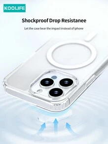 1pc Koolife Magnetic Wireless Charging Anti-Fall Phone Protective Case, PC Backboard + TPU, Transparent Material, Suitable For IPhone 17 ProMax/17/17 Pro/17 Air/12/12 Pro/12 ProMax/13/13 Pro/13 ProMax/14/14 Plus/14 Pro/14 ProMax/15/15 Pro/15 Plus/15 ProMax/16/16 Pro/16 Plus/16 ProMax