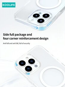 1pc Koolife Magnetic Wireless Charging Anti-Fall Phone Protective Case, PC Backboard + TPU, Transparent Material, Suitable For IPhone 17 ProMax/17/17 Pro/17 Air/12/12 Pro/12 ProMax/13/13 Pro/13 ProMax/14/14 Plus/14 Pro/14 ProMax/15/15 Pro/15 Plus/15 ProMax/16/16 Pro/16 Plus/16 ProMax