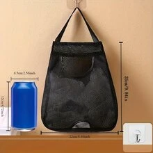 1pc Multi-Functional Washable Mesh Trash Bag Holder, Polyester Plastic Bag Rack, Foldable Wall-Mounted Kitchen And Living Room Storage Box - Multicolor - View 6