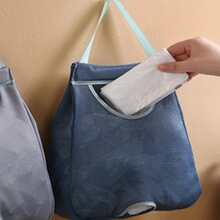 1pc Multi-Functional Washable Mesh Trash Bag Holder, Polyester Plastic Bag Rack, Foldable Wall-Mounted Kitchen And Living Room Storage Box - Multicolor - View 4