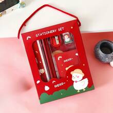 Zestaw 6 artykułów piśmienniczych z motywem kreskówek, estetyczne, urocze opakowanie z motywem do noszenia, zestaw typu "wszystko w jednym" zawiera ołówek, linijkę, temperówkę, gumkę, notatnik, bardzo praktyczny, idealny do szkoły, domu, nagród dla uczniów i prezentów na przyjęcia/urodziny