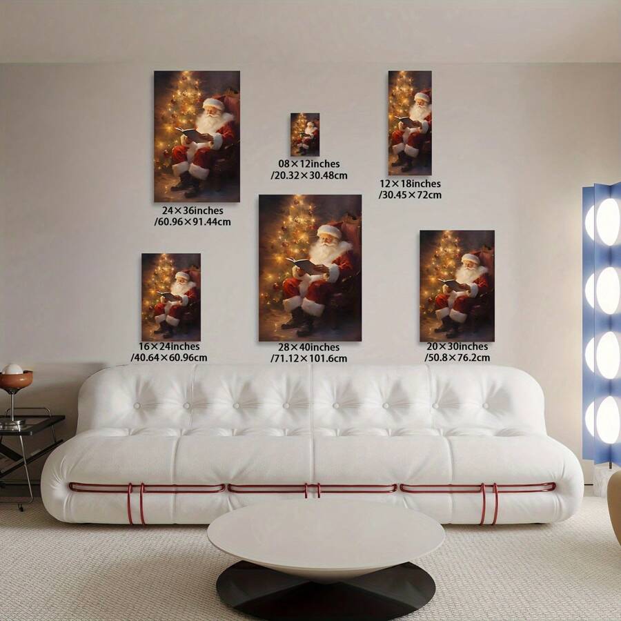 1 Poster Canvas-Wooden Frame St. Nicholas Reading Book, Christmas Wall Art Retro Poster, Christmas Painting, Christmas Decoration, Wrapped Wooden Frame Painting Frame Cloth, Can Be Hung Directly Wooden Frame-Thickness 1.5 Inch - 20*30inch/50*76cm có khung - Xem 1