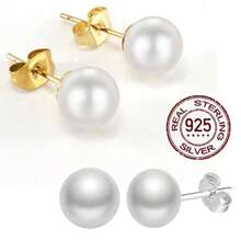 1 Cặp bông tai ngọc trai tròn nhiều màu sáng bạc Sterling S925, quà tặng tiệc sinh nhật thanh lịch cho phụ nữ - bông tai ngọc trai - Xem 5