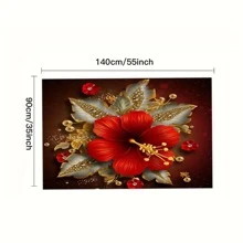 1pc Exquisite Floral Square Tablecloth - Durable, Stain & Waterproof, Decorative Printed Design, Machine Made For Easy Care, Fits Various Table Sizes, Perfect For Christmas, Dining & Living Room, Home Decor