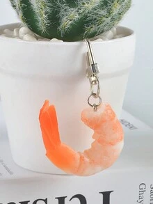 Móc chìa khóa hình con tôm giả PVC đồ chơi hình thức ăn thú vị - hồng - Xem 4