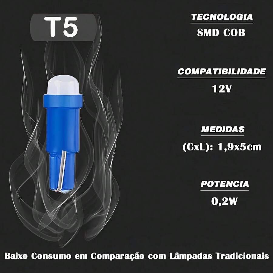 Lampada de Led Pinguinho T5 Cob Painel Carro Moto Pinguinho Universal