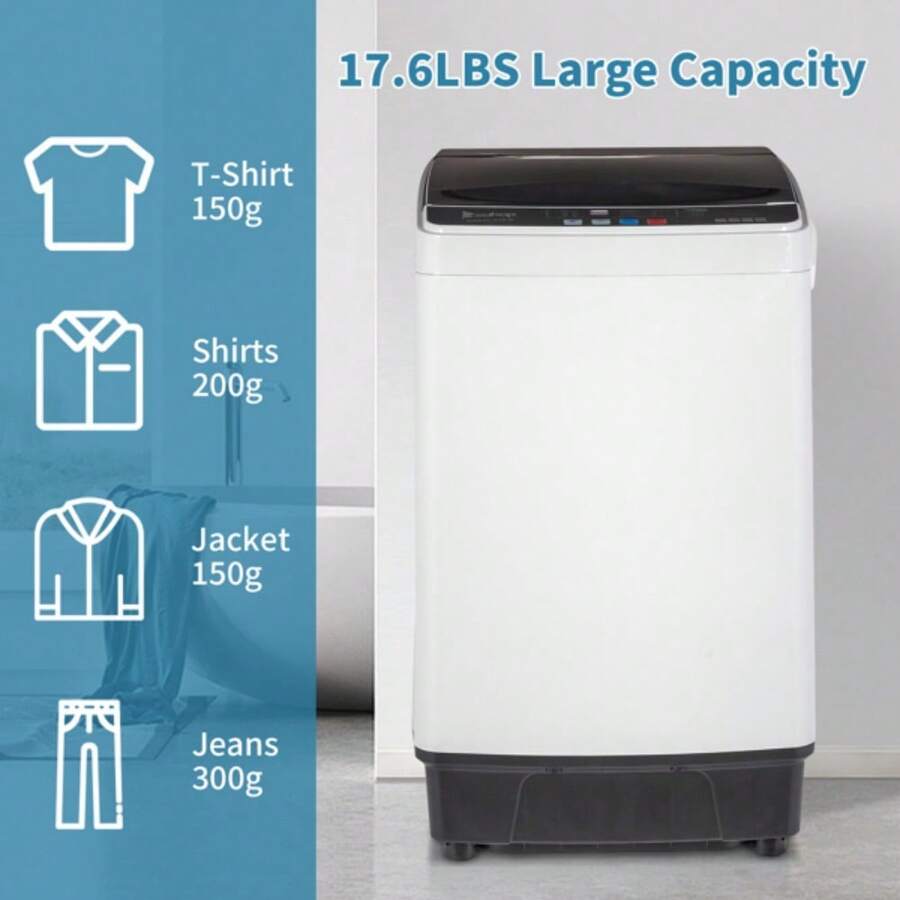 FullAutomatic Washing Machine Top Load Portable Compact Laundry Washer