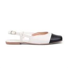 Domidona Women's Slingback Two-Tone Square Toe Flats - 白色 - 查看 3