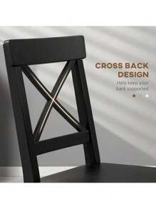 HOMCOM Modern Farmhouse Dining Chairs Set Of 2, Wooden Kitchen Chairs With Cross Back, Solid Structure For Dining Room, Black,Yifei Store
