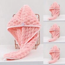 (Bộ 4 chiếc) Khăn tắm sợi siêu mịn Cloud Fleece - Họa tiết hình học hiện đại có nút, vải dệt kim siêu thấm hút nhanh khô, mũ tắm mềm mại chống xù tóc cho phụ nữ - [4 gói] - Xem 12