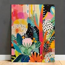 1 Piece Wooden Frame Thicken Canvas Painting, Wooden Frame Art Graffiti Abstract Flower Canvas Painting Wall Art Printed Poster Wall Painting Decoration Home Gift, Living Room, Bathroom, Bedroom, Kitchen - 20*30吋/50*76公分 帶框 - 查看 5