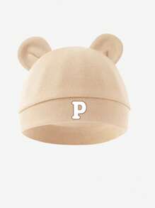 1 st bomull 26 bokstäver tryckt baby hatt, mjuk och varm för nyfödda pojkar och flickor daglig användning under alla årstider. - Aprikos - Visa 13