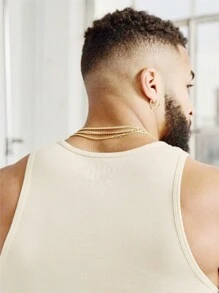 Men's American Style Ribbed Tank Top - 米色 - 查看 2