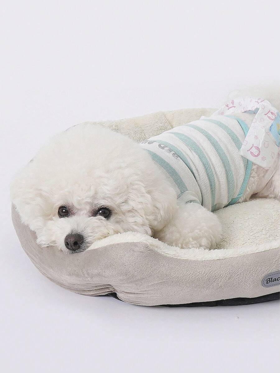 Giường Burrito bằng vải nhung màu xám cho thú cưng, dành cho mèo và chó nhỏ/trung bình - Màu Khaki - Xem 1