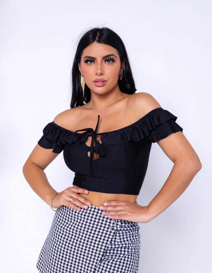 WOMEN'S  CROPPED TOP - màu đen - Xem 1