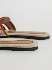 Women's Color Block Flat Sandals, Pointed Toe Fashion Outdoor Casual Slippers For Party & Travel - Multicolor - View 5