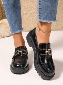Giày lười nữ đế bằng, kiểu Anh, giày da nhỏ, màu đen, kiểu dáng cổ điển, giày lái xe moccasin. - màu đen - Xem 4
