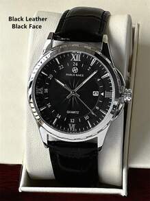 Pablo Raez 1 pieza Reloj vintage de hombre de color negro y plateado, resistente a la corrosión, de acero inoxidable de lujo, resistente al agua hasta 50M, con movimiento de cuarzo, accesorio de verano para hombre