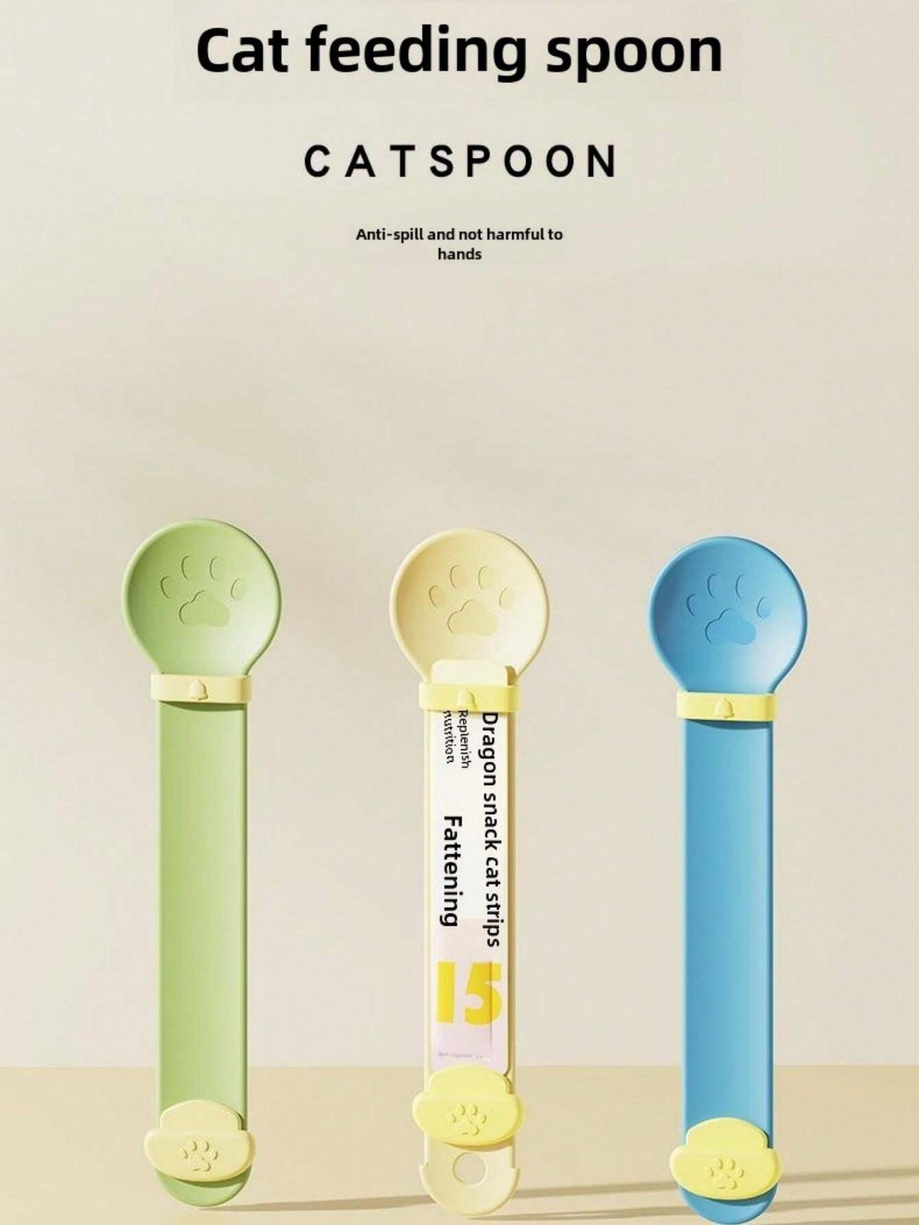 Cat Food Squeeze Spoon, Cat Food Bowl Feeder, Cat Snack Feeding Tool