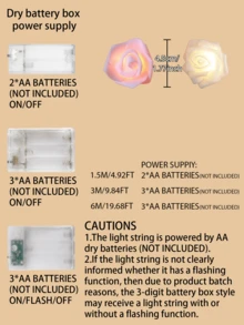 1.5m/3m/6m 情人节玫瑰花灯串,浪漫母亲节,温馨情人节礼物,DIY 假玫瑰花装饰灯适用于婚礼花园派对,LED 室内外仙女灯,电池供电,适用于节日、生日、氛围、卧室、派对装饰,送给家人、女朋友、男朋友、情人节的礼物 - 彩色 - 查看 11