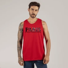 Paris Surprass Comfortable Printed Training Tank Top For Running - 紅色 - 查看 1