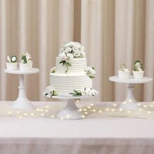 VILAVITA 3Pcs Cake Stand, White/Gold Cake Stand Set Diameter 8" 10" 12", Perfect Dessert Table Display Set, Cupcake&Cake Stands For Party, Wedding, Birthday, Baby Shower, Celebration - 白色 - 查看 2