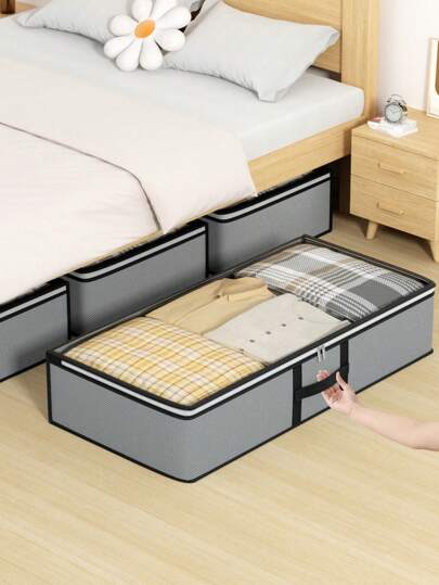 1PC Bed Bottom Storage Bag, Cabinet Top Storage Bag, Solving Storage Problems, Flat Storage Bag, Drawer Storage Bag, Quilt Storage Bag, Clothing Storage Bag, Miscellaneous Storage Bag, Thickened Material, Waterproof And Dustproof, Reinforced Handle, Transparent Top Design, Two-Way Alloy Zipper, Foldable